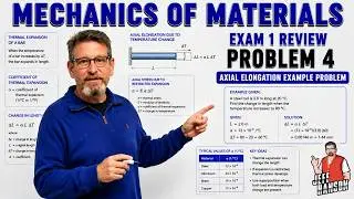Mechanics of Materials: Exam 1 Review Problem 4, Axial Elongation Example Problem