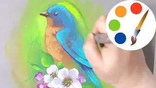 How to paint a bluebird with a flat brush