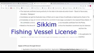 Sikkim - Obtain License or Permit for Fishing Craft or Vessel