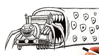 How to draw a Big Train Eater attacking Choo Choo Charles