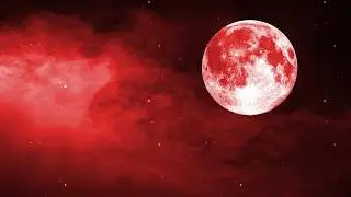 Full Moon Red Fog with Twinkling Stars Halloween 4K