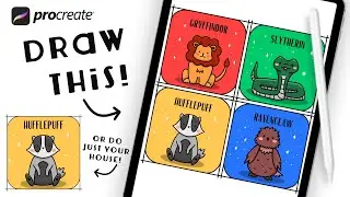 Procreate Step by Step Tutorial - Cute Hogwarts Mascots