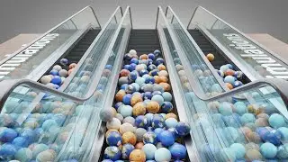 Marble Run Animation: 10,000 planets on escalator screening V03