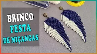 Brinco para festa de miçangas com franjas