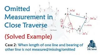 Omitted measurement in Surveying: Determining length of one line and bearing of other line (Case 2)
