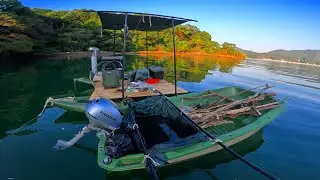 I built a trailer house with an open-air bath on the sea and tried fishing and camping!