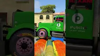 Chained Wooden Cargo Trucks Carrying Cows vs Speedbumps #shorts #beamng #beamngdrive #trucksvs