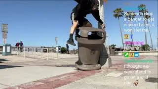 Streamer almost breaks a leg live