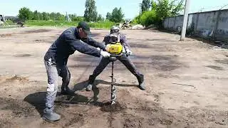 Бурение лунок мотобуром Champion AG252
