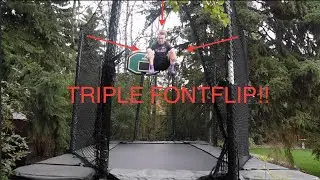 MY FIRST EVER TRIPLE FRONTFLIP ON A GARDEN TRAMPOLINE!