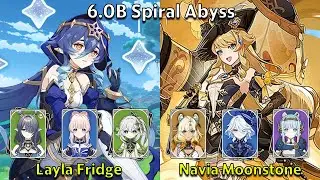 C6 Layla Fridge & C0 Navia Moonstone - Genshin Impact 6.0-6.1 Spiral Abyss Full Clear
