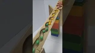 Marble Run Race ASMR - Wooden Wave Course Colorful Marbles #119 #marblerunandmore #marblerunrace