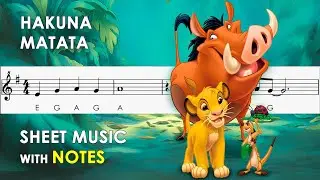 The Lion King - Hakuna Matata | Sheet Music with Notes for Recorder, Flute, Violin Tutorial
