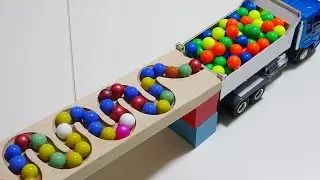 Marble Run Race  ☆ HABA Slope, Dump Truck & Garbage Truck # 18