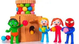 Kids Building A Gumball Machine With Cardboard ❤ Cartoons For Kids