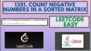 Leetcode | 1351. Count Negative Numbers in a Sorted Matrix | Easy | Java Solution