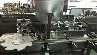 Three sizes of jars feeding rotary filling sealing caps lift fall screw capping line fully automatic
