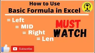 How to use Left, right, mid, len function in Ms Excel.| Extract text from cell #PLG