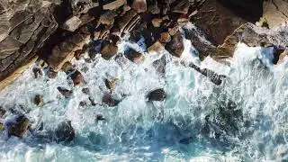 4K - Fall Asleep with Powerful Waves - Ocean Sounds for Deep Sleeping , Studing , Relaxing