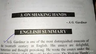 On Shaking Hands Summary