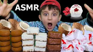 اصوات الاكل الحقيقية مع ألطف طفل بالعالم عبد المؤمن 😍 ASMR EATING SOUND COCONUT CANDY