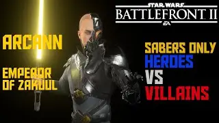 Star Wars Battlefront 2 - A rare SABERS ONLY Heroes vs Villains match in PUBS??!! Arcann Gameplay