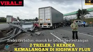 Treler melintang "TUTUP" Lebuhraya PLUS di Nilai - Seremban