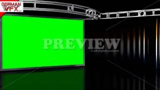 HD Virtual Studio Background with green screen Wall - royalty free