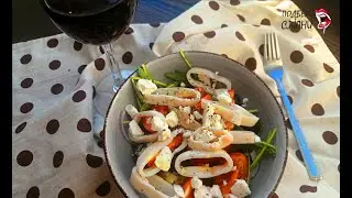 Салат с кальмаром. Без майонеза