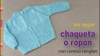 Baby jacket or gown with raglan yoke, knitted on two needles - Tejiendo Perú