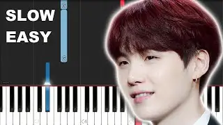 BTS SUGA - Shadow (SLOW EASY PIANO TUTORIAL)