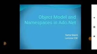 CS305 UNIT6. Object Model (6.6) and Namespace(6.7) in ado.net