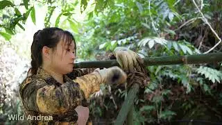 Solo camping in jungle. Set traps, catch crabs and cook. Survival bushcraft