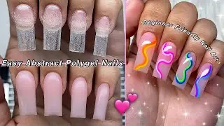 EASY ABSTRACT POLYGEL NAILS💕 BEGINNER FRIENDLY NAIL ART & SUMMER NAIL DESIGN! | Nail Tutorial