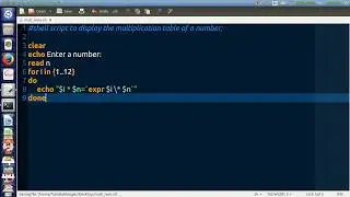 shell script to display the multiplication table of a number
