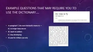 The Importance of a Dictionary on a Reading Test
