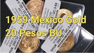 🤝 1959 Mexico Gold 20 Pesos BU  🤝 *4k* 🤝
