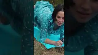 Evelina's yoga outdoors in a dress 