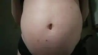trying on old jeans with a massively stuffed belly (read desc)