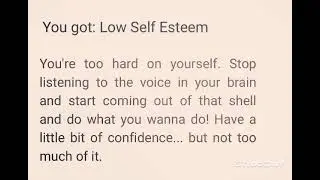 You got: Low self Esteem || #aysfamily #status #viral #shorts #inspiration #motivation #shortsvideo
