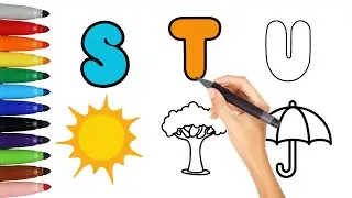 Learn ABC with Colors  | Coloring S T U with Pictures | Uppercase ABC | S Sun T Tree U Umbrella