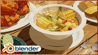 Ghibli food feast - Weekly challenge - Made with Blender.