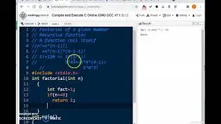 #36 Recursion | Factorial | Factorial calculation using recursion | Stack implementation| C in Tamil