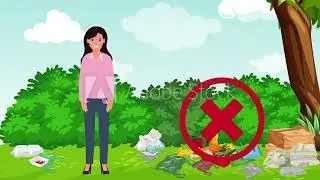 Girl saying no to garbage Don't do pollution