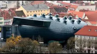 Exploring the Unique "Kunsthaus Graz" Walking Bug Building! 🐞 #Architecture #LumaLabs
