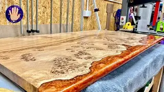 Cutting & Finishing A Custom Burr Oak / Resin Desk Top (Part 4 of 4)