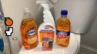 🍊🚽ASMR Orange Toilet Cleaning pt.2! w/ Orange Disinfectant Spray, AJAX, Dawn, & Essential Oil🚽🍊