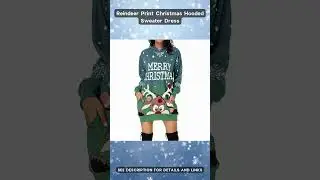 Reindeer Print #Christmas Hooded Sweater Dress: A casual everyday dress with Xmas style! #shorts