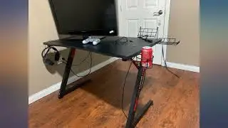 GTRACING Gaming Desk,Ergonomic Z-Shaped Carbon Fiber Surface Gaming Table with Cup review