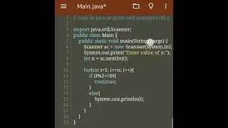 Code in java to print odd numbers till n